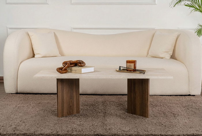 Nordure Sabin Mesa de Café Travertino y Nogal de Venezia Nordure Sabin Mesa de Café Travertino y Nogal de Venezia
